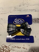 SMALL 3" PLAID & NAVY BOW ON PINCH CLIP - FBE113PC