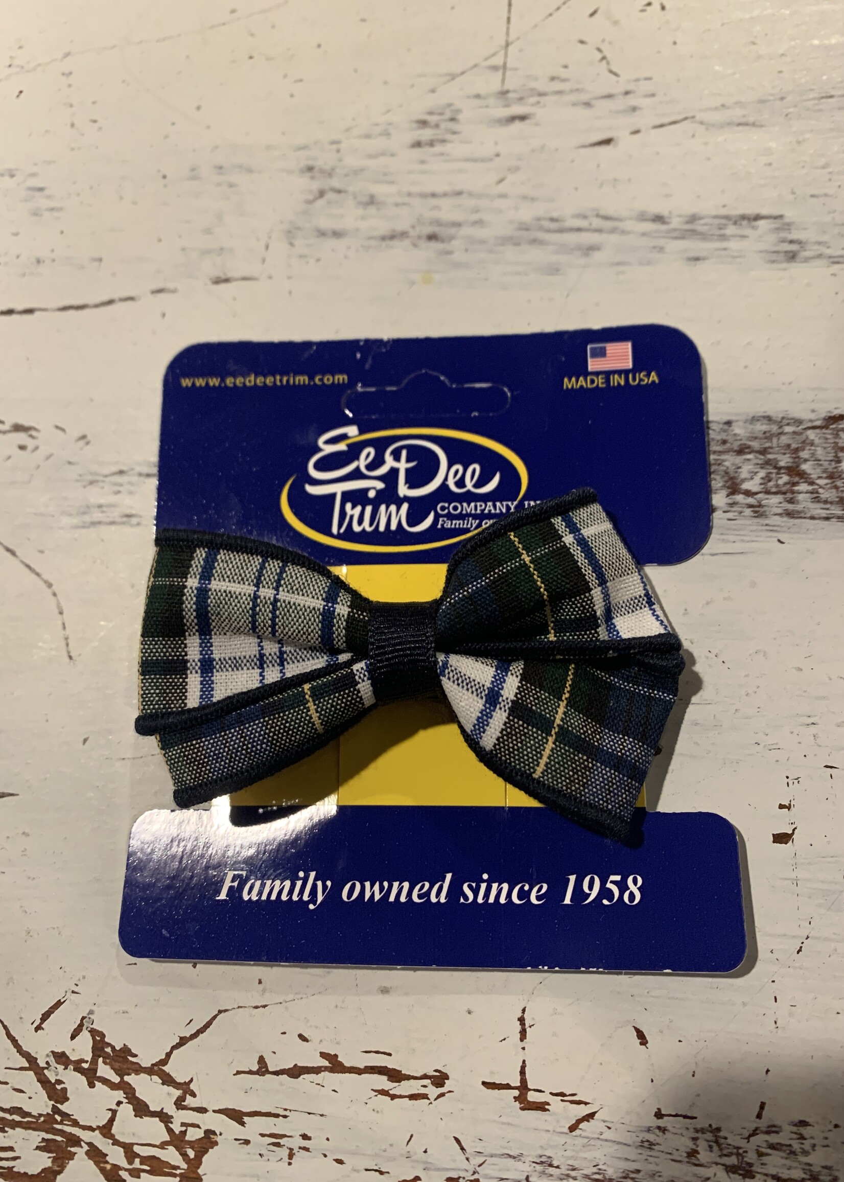 SMALL 3" PLAID & NAVY BOW ON PINCH CLIP - FBE113PC