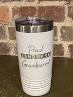 20 oz TRAVEL TUMBLER PROUD CURSIVE GRAND  WHITE HORIZONTAL