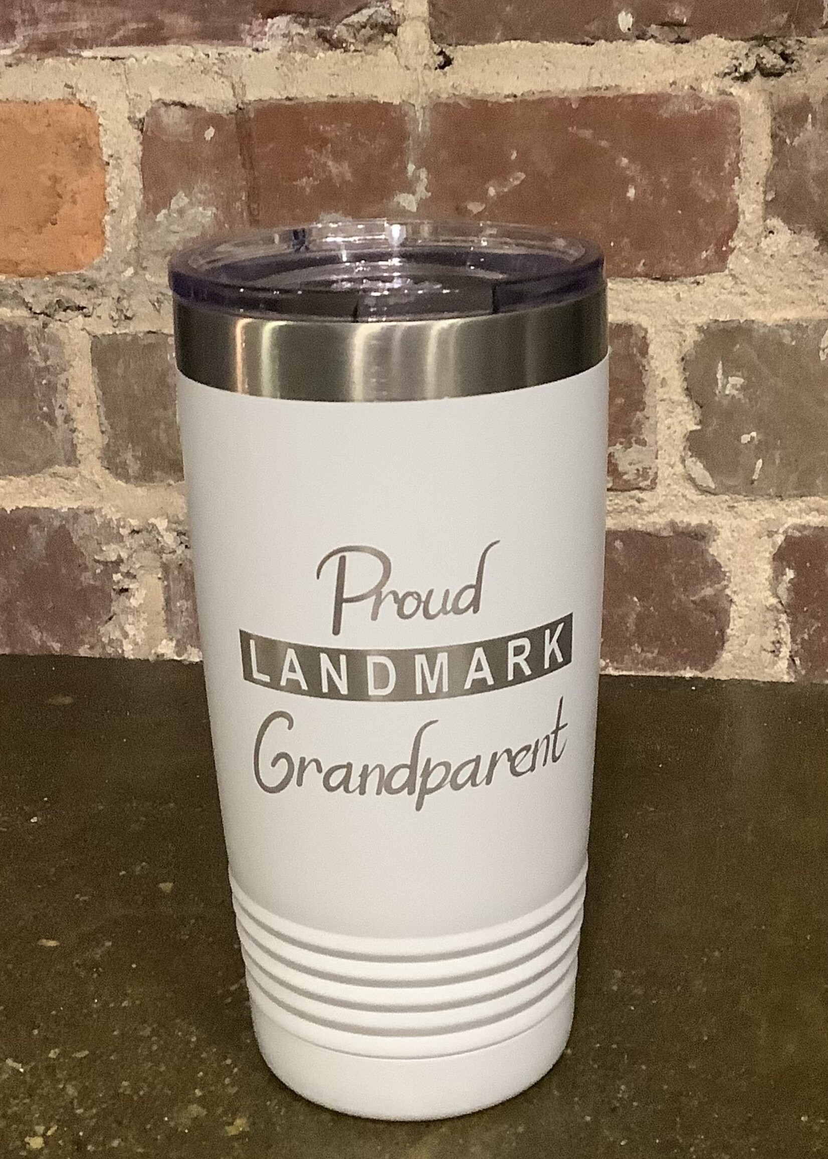 20 oz TRAVEL TUMBLER PROUD CURSIVE GRAND  WHITE HORIZONTAL
