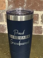 20 oz TRAVEL TUMBLER PROUD CURSIVE GRAND  NAVY HORIZONTAL