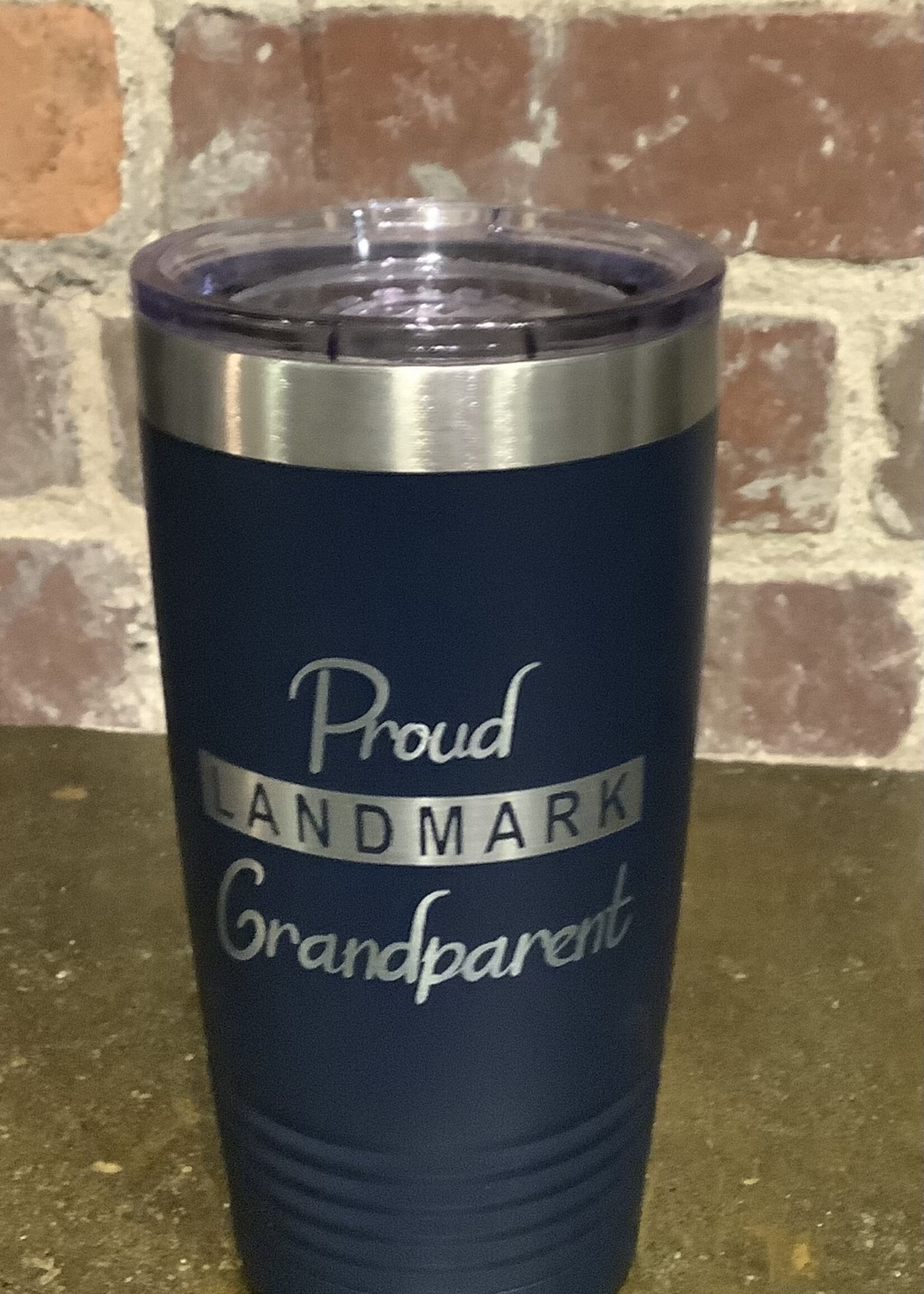 20 oz TRAVEL TUMBLER PROUD CURSIVE GRAND  NAVY HORIZONTAL