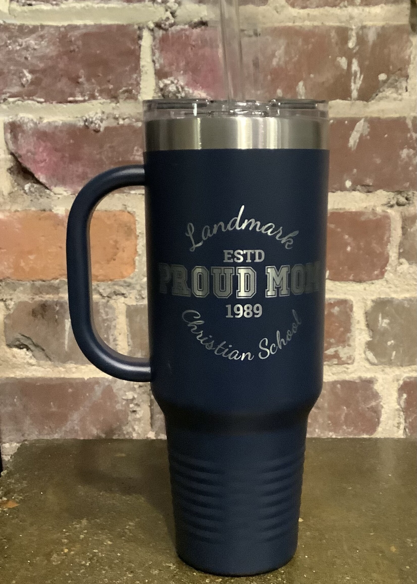 40 oz TRAVEL TUMBLER WITH HANDLE AND STRAW - PROUD MAMA