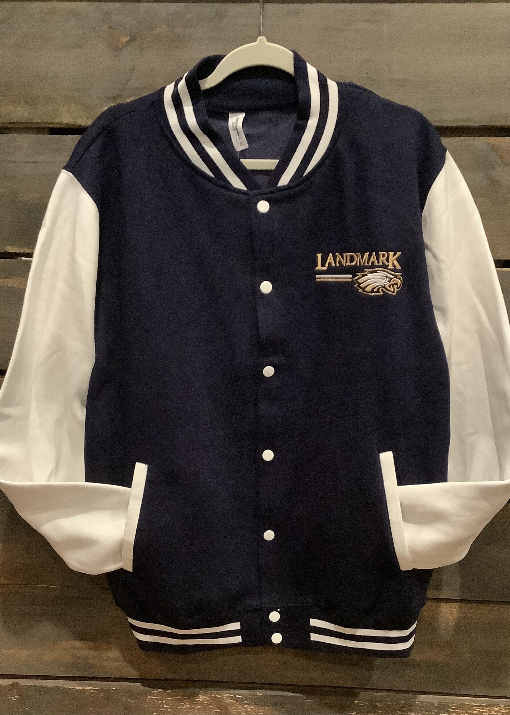 ADULT BOMBER JACKET - NAVY WITH CONTRAST SLEEVES AND EMBROIDERY LOGO