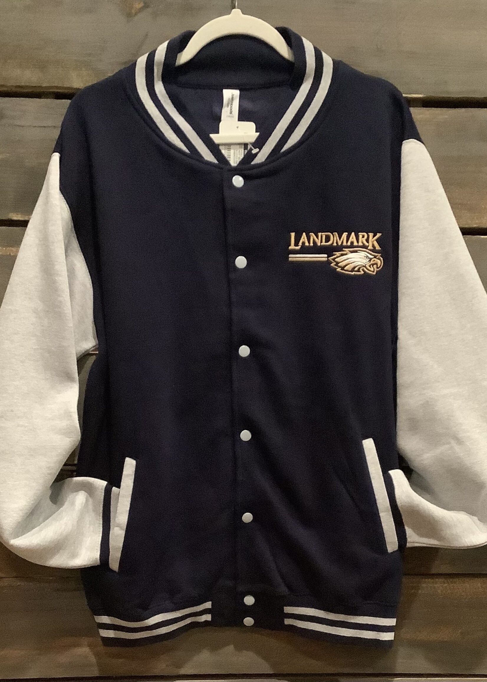 ADULT BOMBER JACKET - NAVY WITH CONTRAST SLEEVES AND EMBROIDERY LOGO