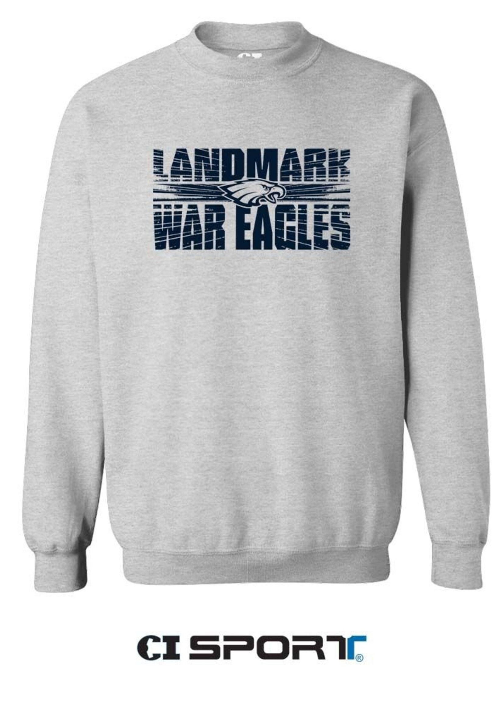 SOFT TOUCH FLEECE CREW WITH FRONT NAVY SCREEN PRINT