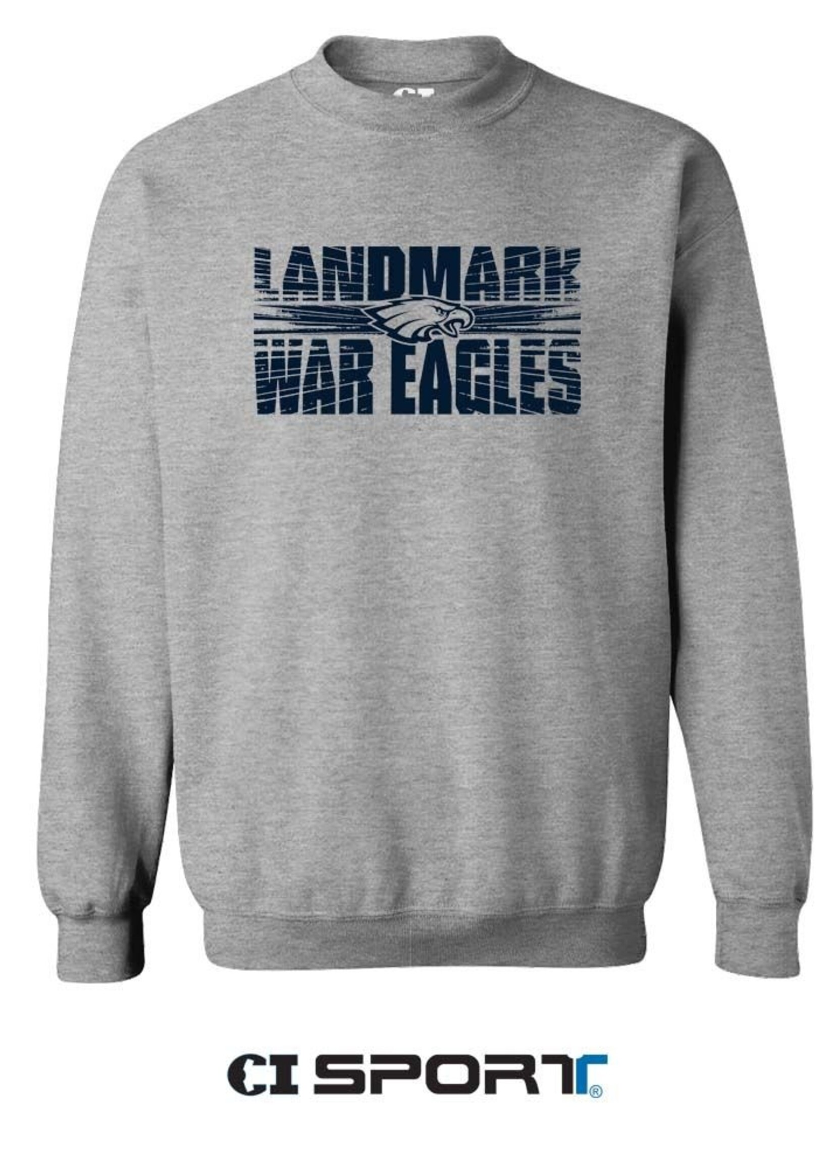 SOFT TOUCH FLEECE CREW WITH FRONT NAVY SCREEN PRINT
