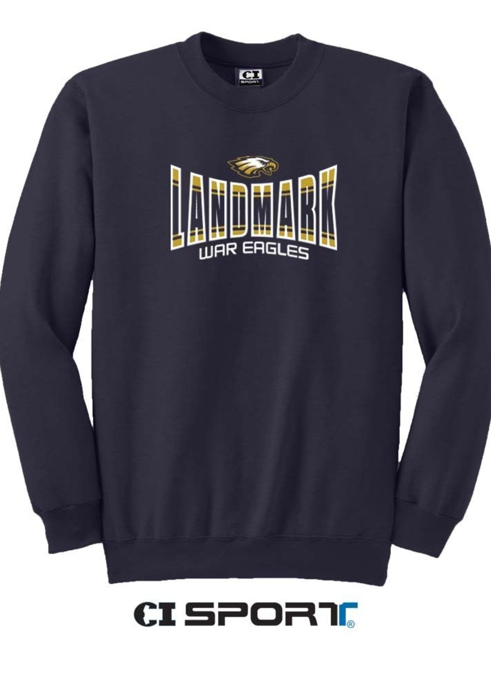 ADULT 9OZ CREW NECK SWEATSHIRT WITH APPLIQUE FRONT
