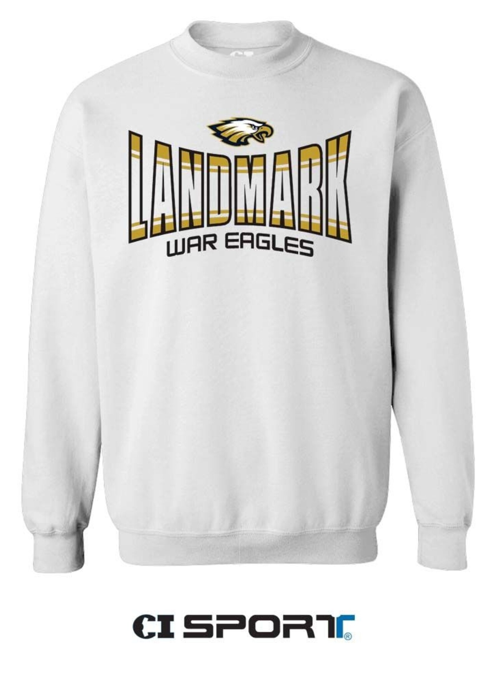 ADULT 9OZ CREW NECK SWEATSHIRT WITH APPLIQUE FRONT