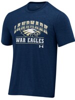 MENS UNDER ARMOUR NAVY TECH  S/S TEE WITH SCREEN PRINT FRONT
