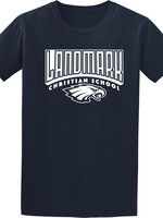 SOFTSTYLE COTTON SHORT SLEEVE  NAVY TEE WITH FRONT SCREEN PRINT