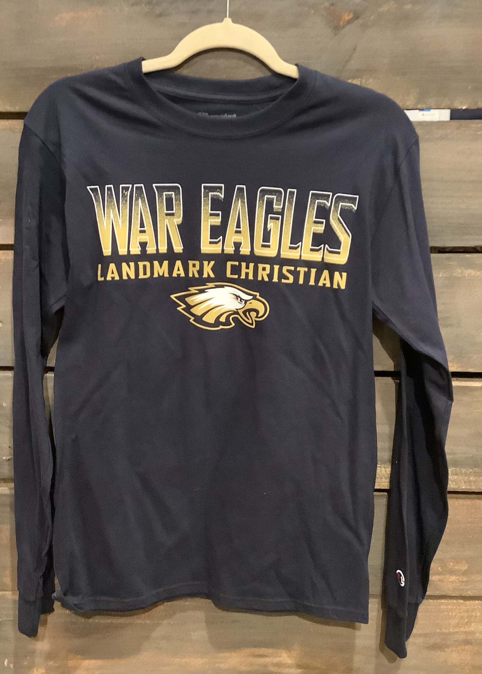 CHAMPION ADULT COTTON LONG SLEEVE TEE WITH SCREEN PRINT FRONT