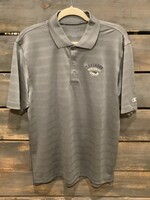 MEN'S SOLID TEXTURED STRIPE POLO WITH EMBROIDERY LEFT CHEST