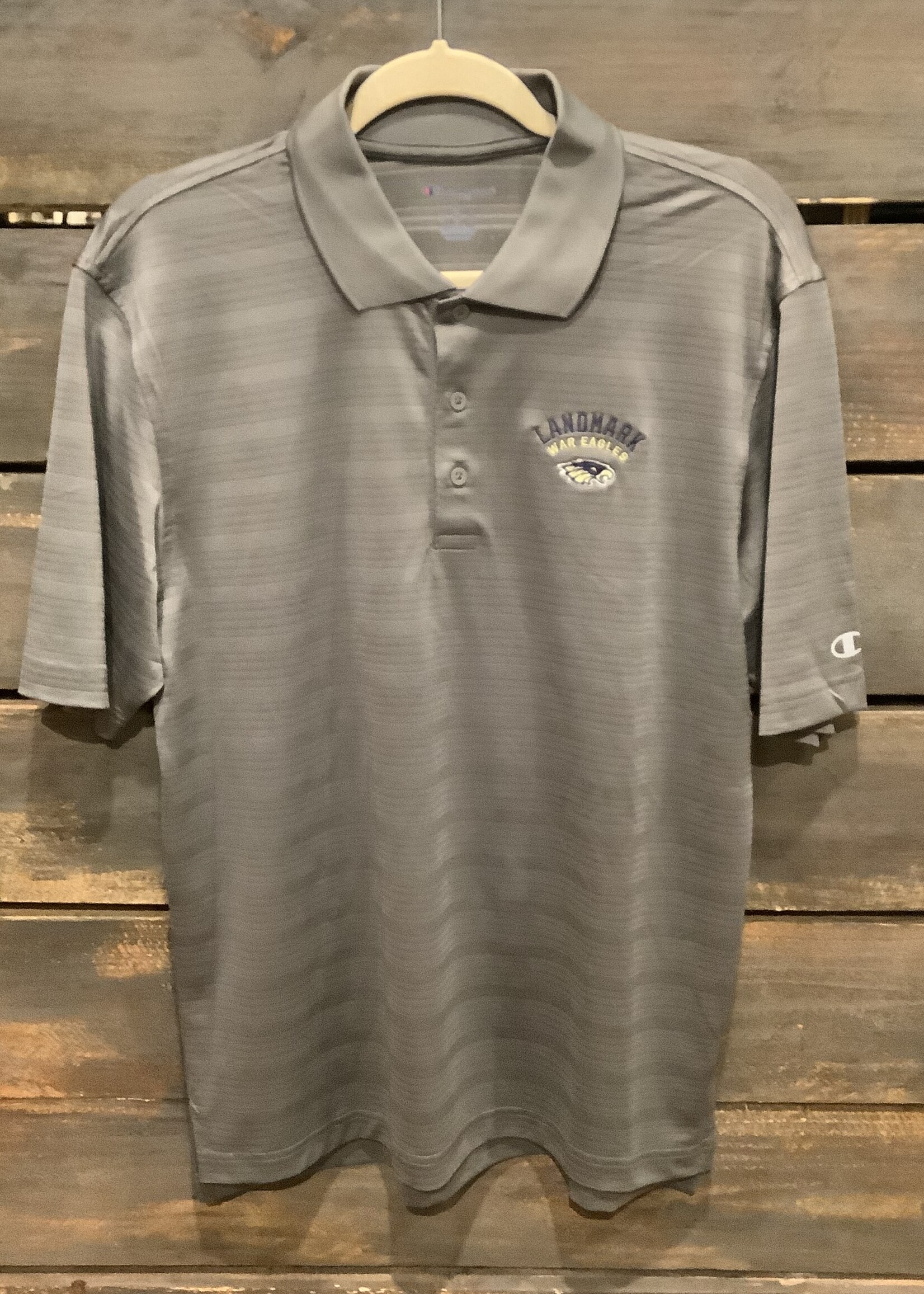 MEN'S SOLID TEXTURED STRIPE POLO WITH EMBROIDERY LEFT CHEST