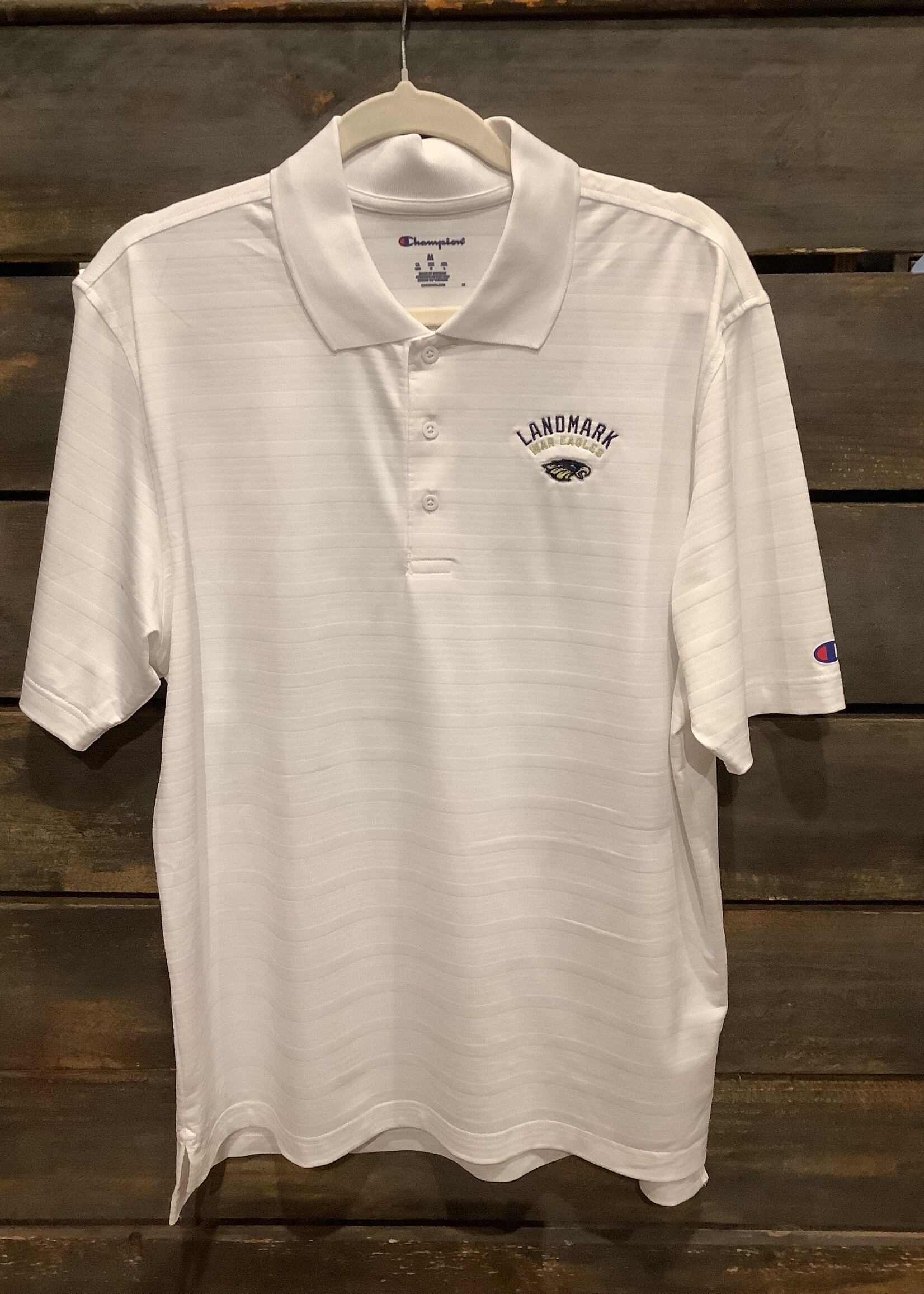 MEN'S SOLID TEXTURED STRIPE POLO WITH EMBROIDERY LEFT CHEST