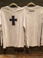 DOUBLE CROSS LONG SLEEVE TEE AM, HEATHERED GREY