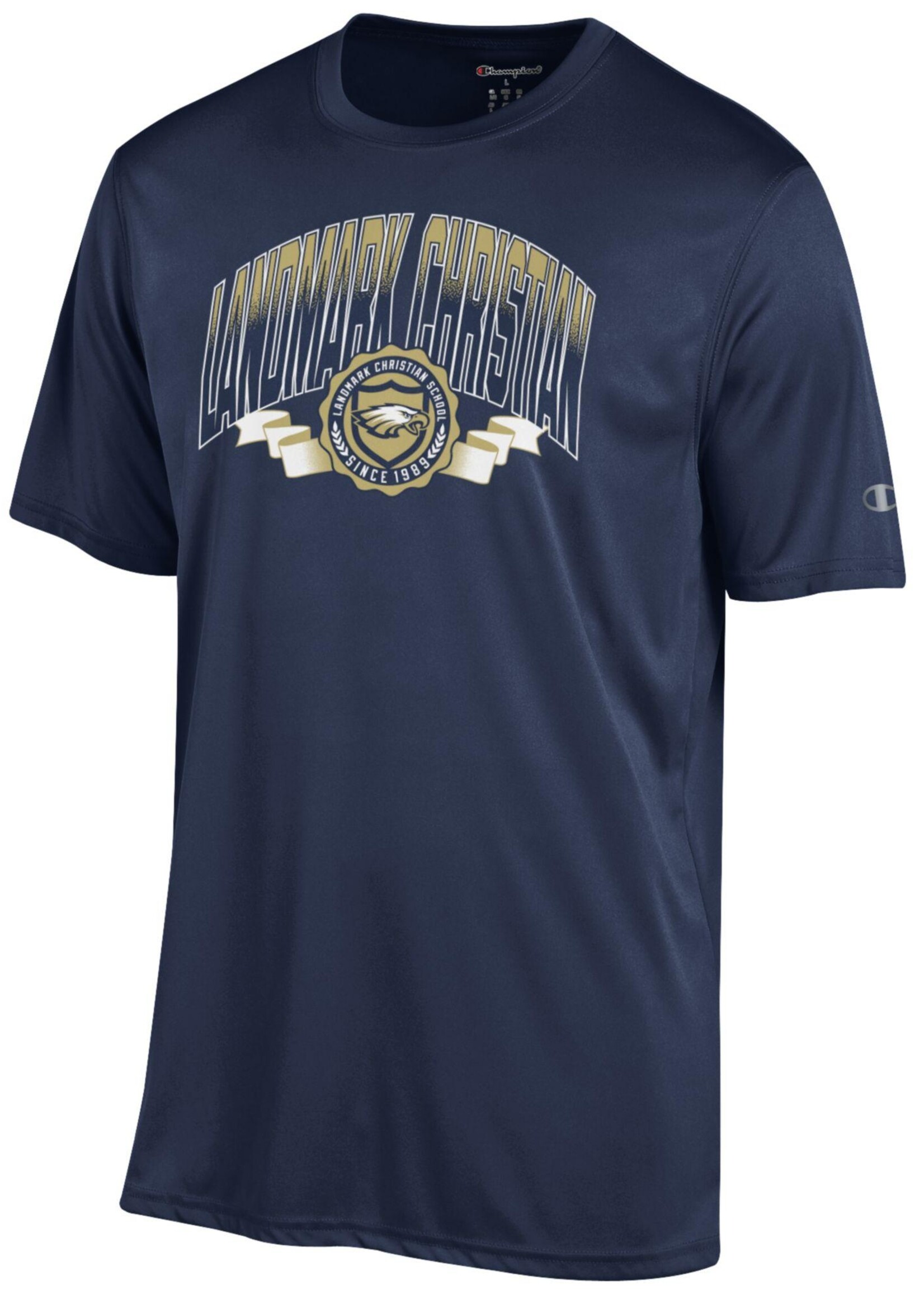 MENS ATHLETIC S/S NAVY TEE WITH SCREEN PRINT FRONT