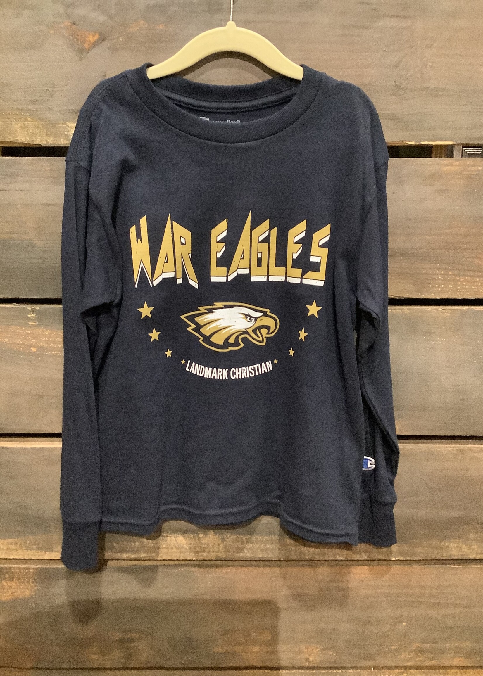 YOUTH LONG SLEEVE NAVY  COTTON TEE WITH FRONT SCREEN PRINT