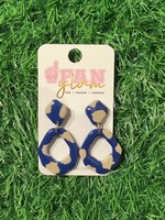 CLAY NAVY & GOLD SPOTTED DANGLE WITH SHINY RESIN COATING