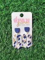 CLAY JANA NAVY/GOLD LEOPARD PRINT DANGLE
