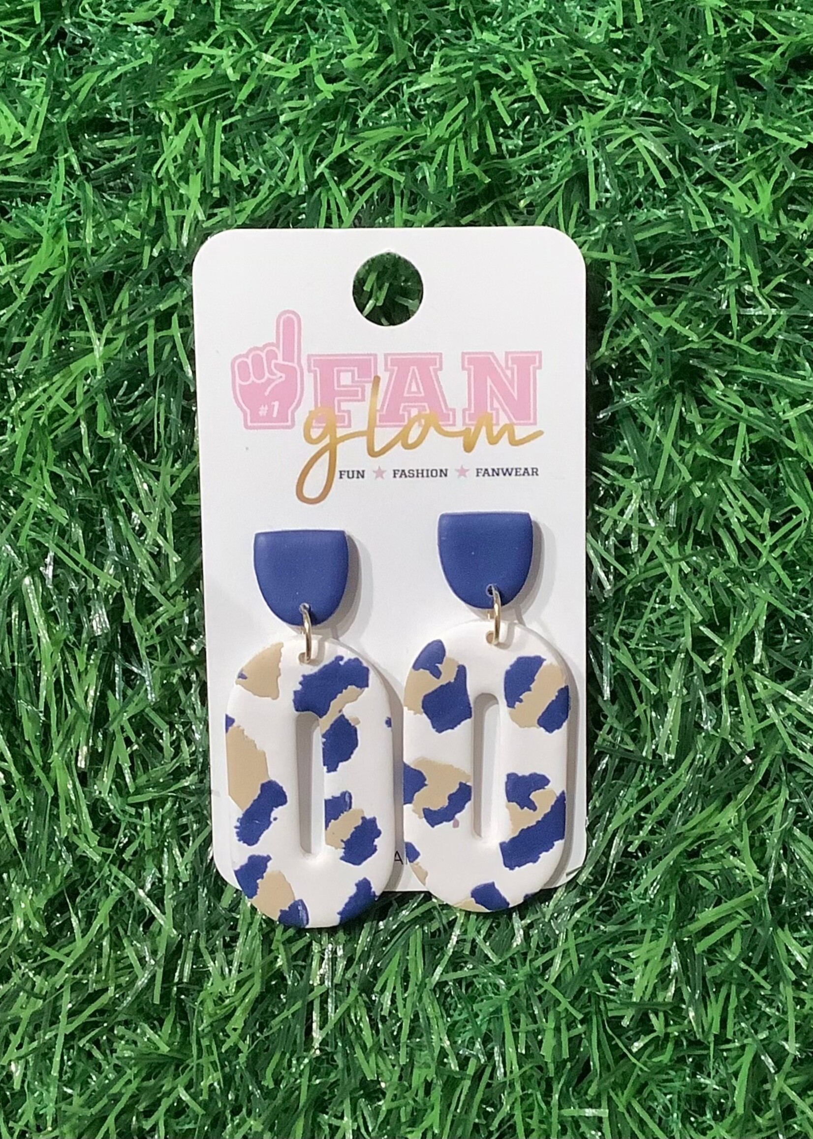 CLAY JANA NAVY/GOLD LEOPARD PRINT DANGLE