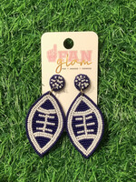NAVY/WHITE BEADED FOOTBALL DANGLES