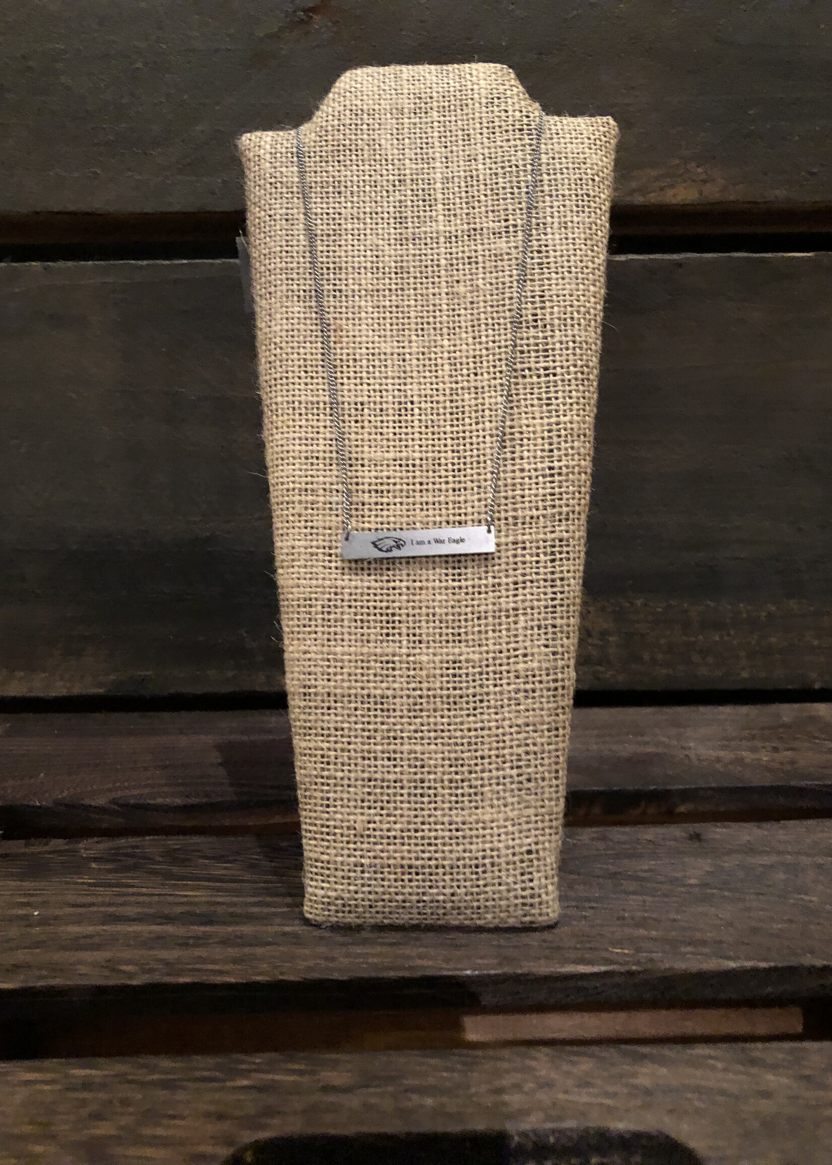 LXG BAR NECKLACE SILVER I AM A WAR EAGLE