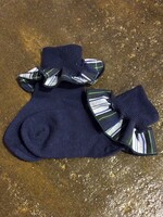 RUFFLED NAVY PLAID NAVY SOCK  SIZE  6-7 1/2
