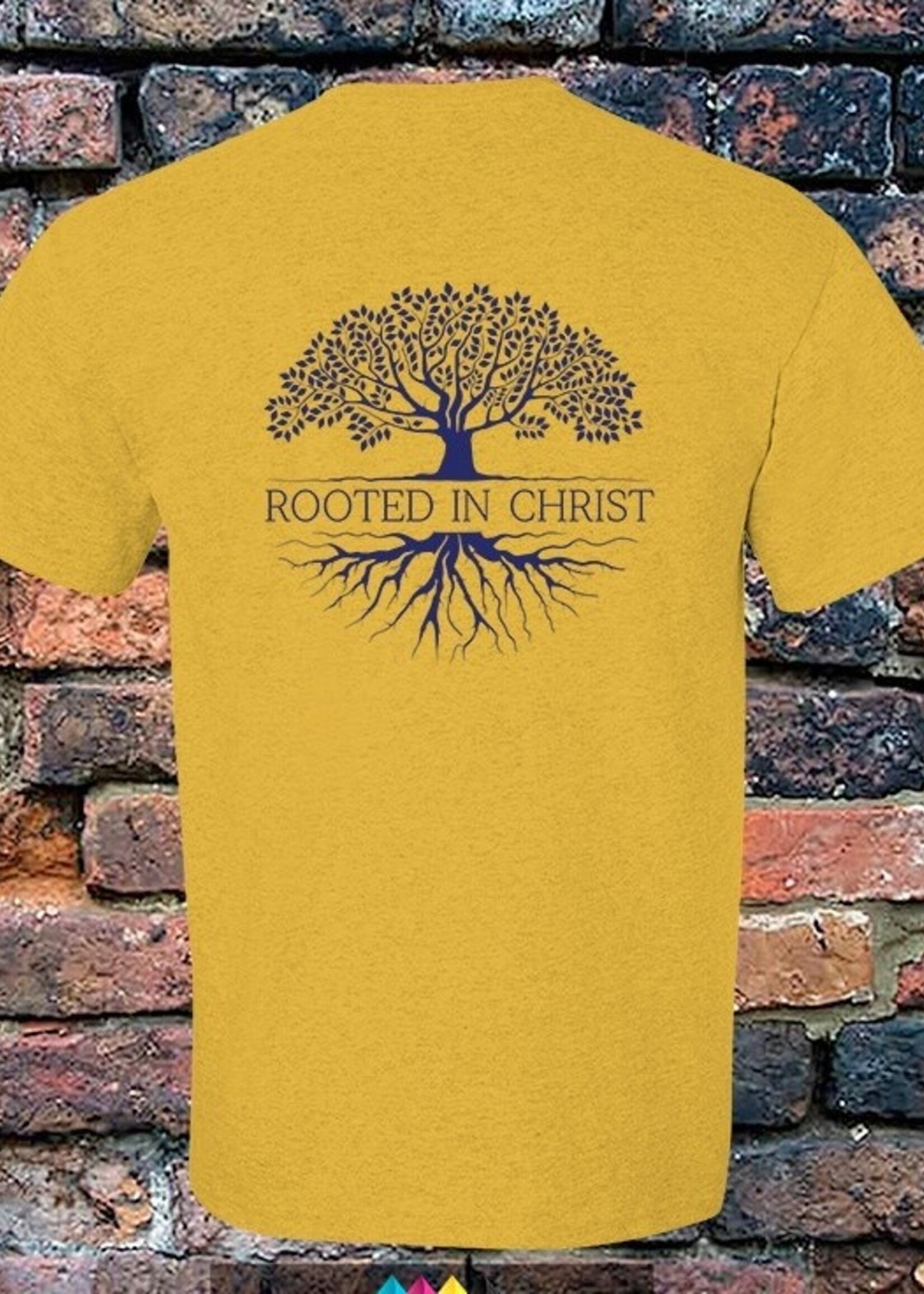 BELLA CANVAS HEATHERED MUSTARD SHORT SLEEVE TEE WITH SCREEN PRINT FRONT AND BACK