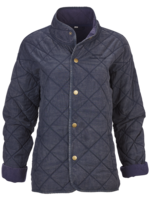 LADIES QUILTED MARKET JACKET WITH SIDE POCKETS IN INDIGO WITH EMBROIDERY LOGO