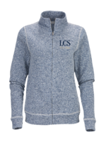 LADIES ALPINE FULL ZIP IN HEATHER NAVY AND EMBROIDERY LOGO