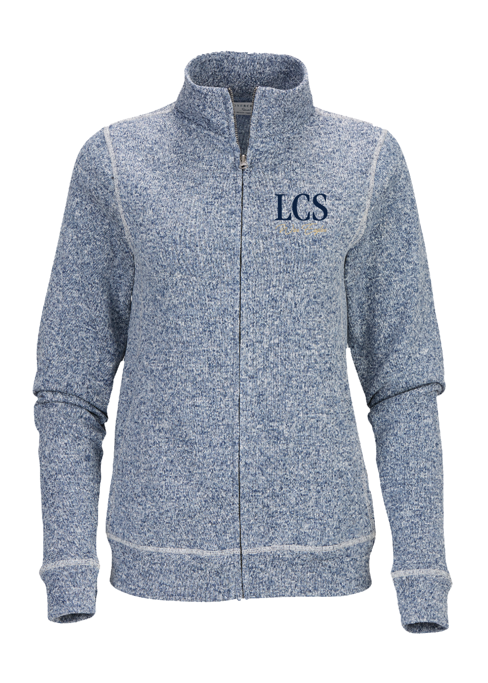 LADIES ALPINE FULL ZIP IN HEATHER NAVY AND EMBROIDERY LOGO