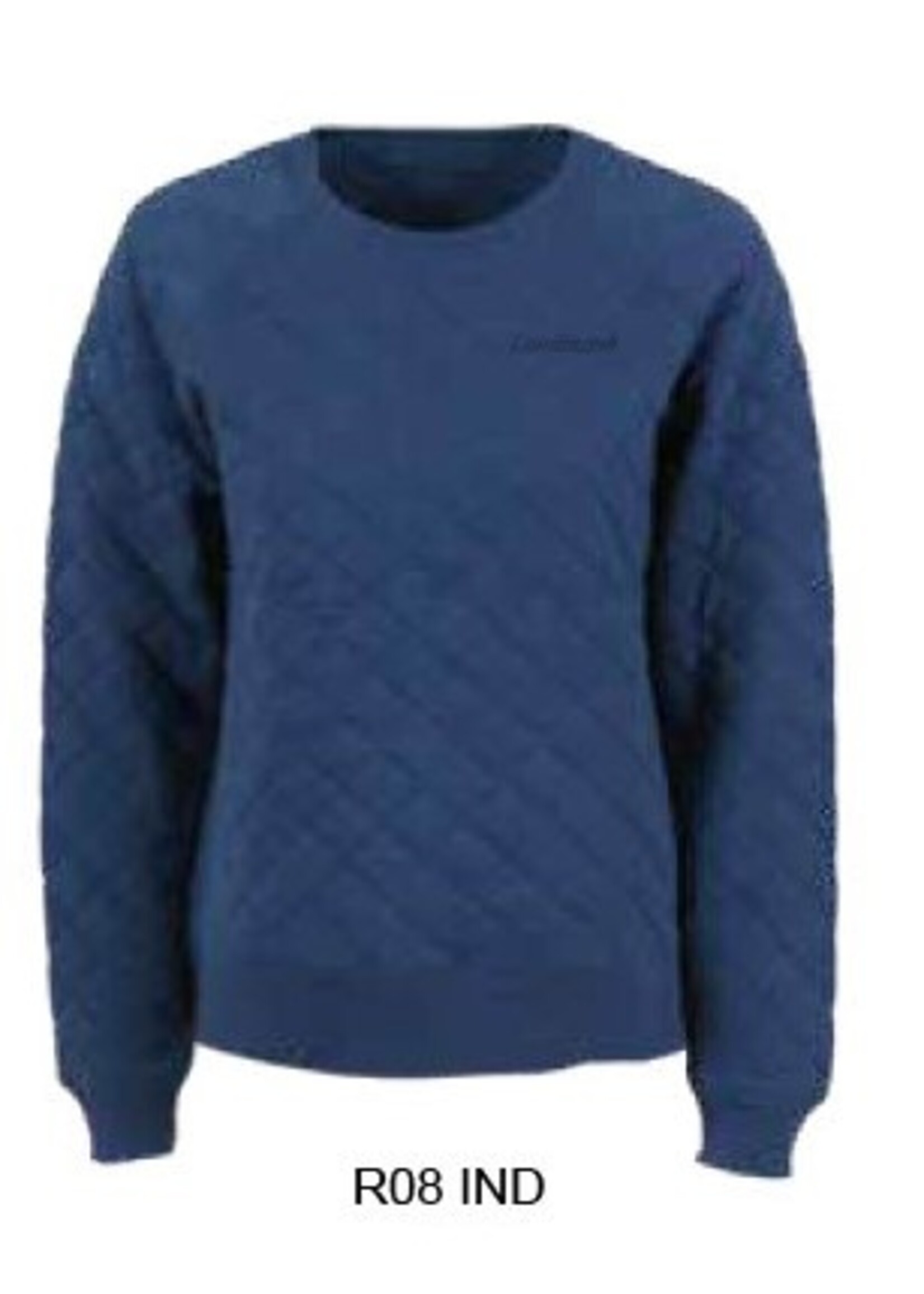 LADIES QUILTED CREW WITH TONAL EMBROIDERY ON LEFT CHEST