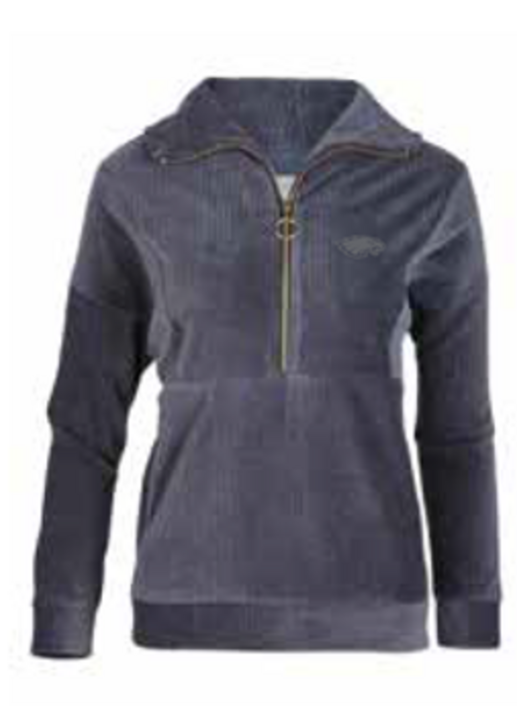 LADIES CORDED QT ZIP WITH GOLD ZIPPER AND FRONT POCKETS ADORNED WITH A TONAL EMBROIDERY  LOGO ON THE LEFT CHEST