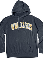 ADULT DYED RINGSPUN INDIGO FLEECE HOODIE WITH APPLIQUE FRONT