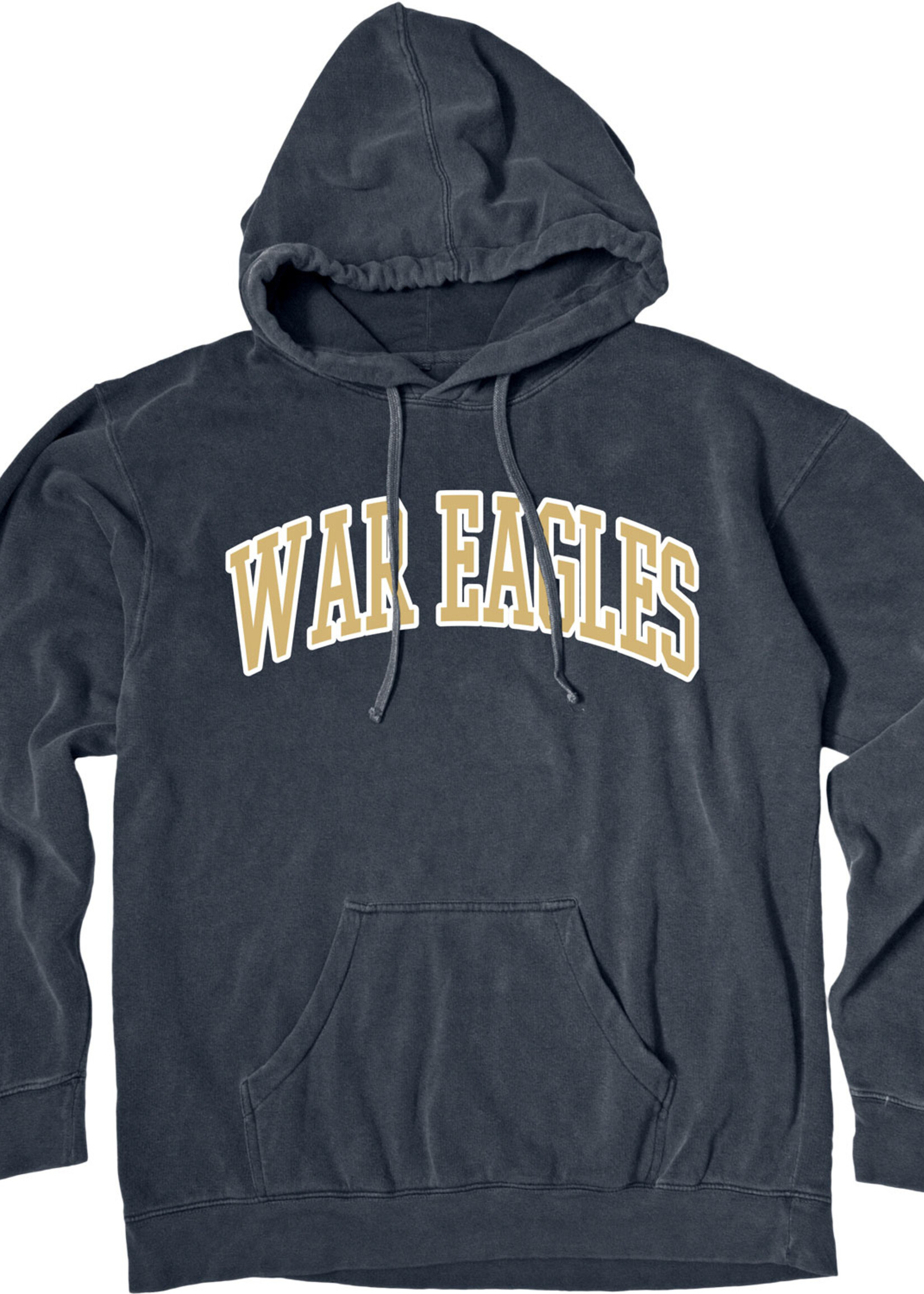 ADULT DYED RINGSPUN INDIGO FLEECE HOODIE WITH APPLIQUE FRONT