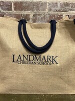 BURLAP LANDMARK BAG WITH NAVY TRIM