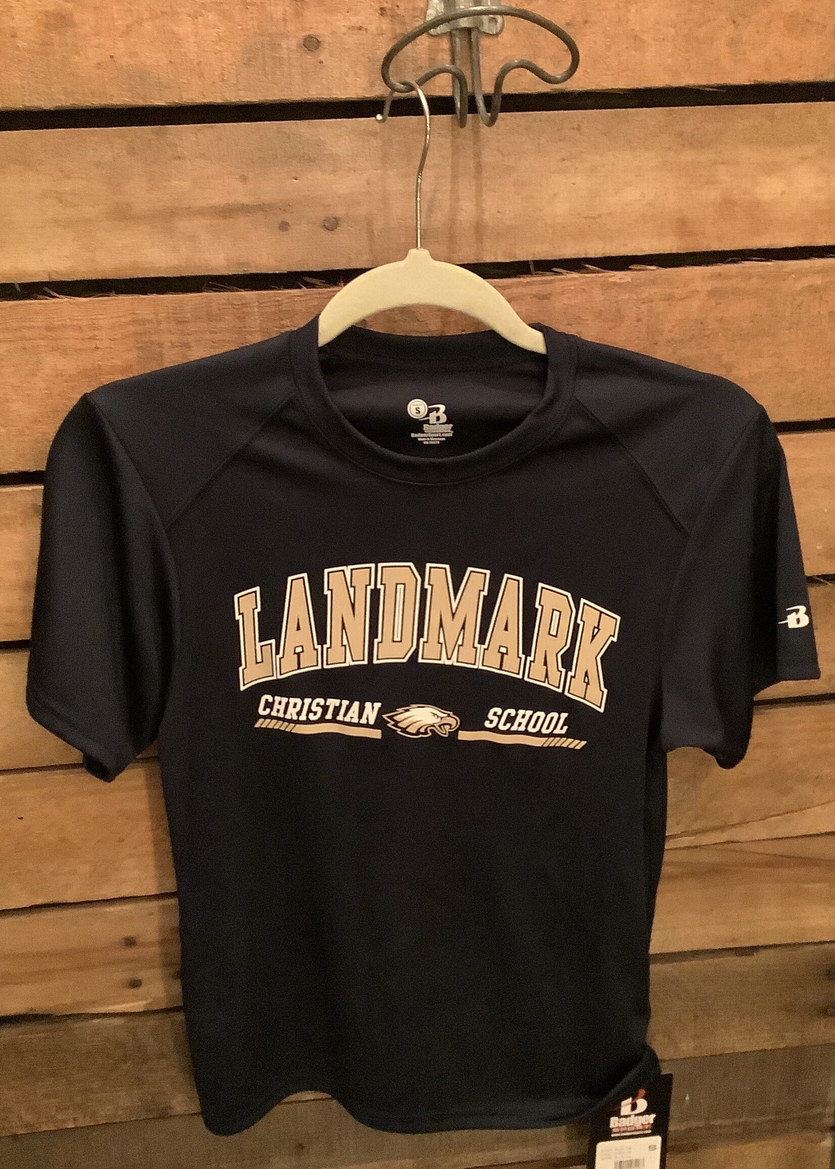 YOUTH PERFORMANCE SHORT SLEEVE TEE IN NAVY WITH SCREEN PRINT