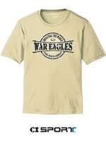 ADULT PERFORMANCE SHORT SLEEVE TEE IN VEGAS GOLD WITH SCREEN PRINT FRONT