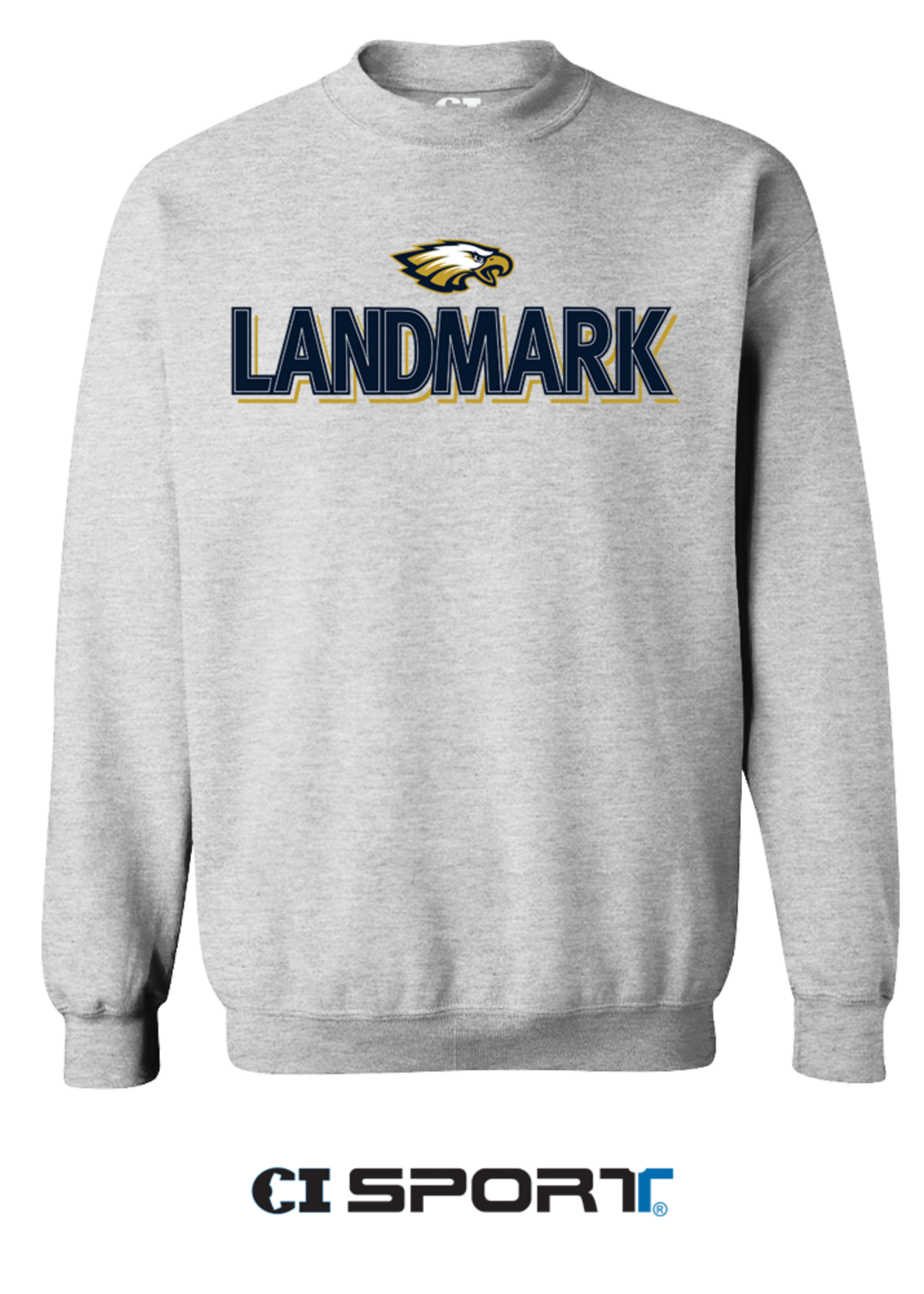 CLASSIC HEATHER GREY 9 OZ CREW WITH EMBROIDERY FRONT