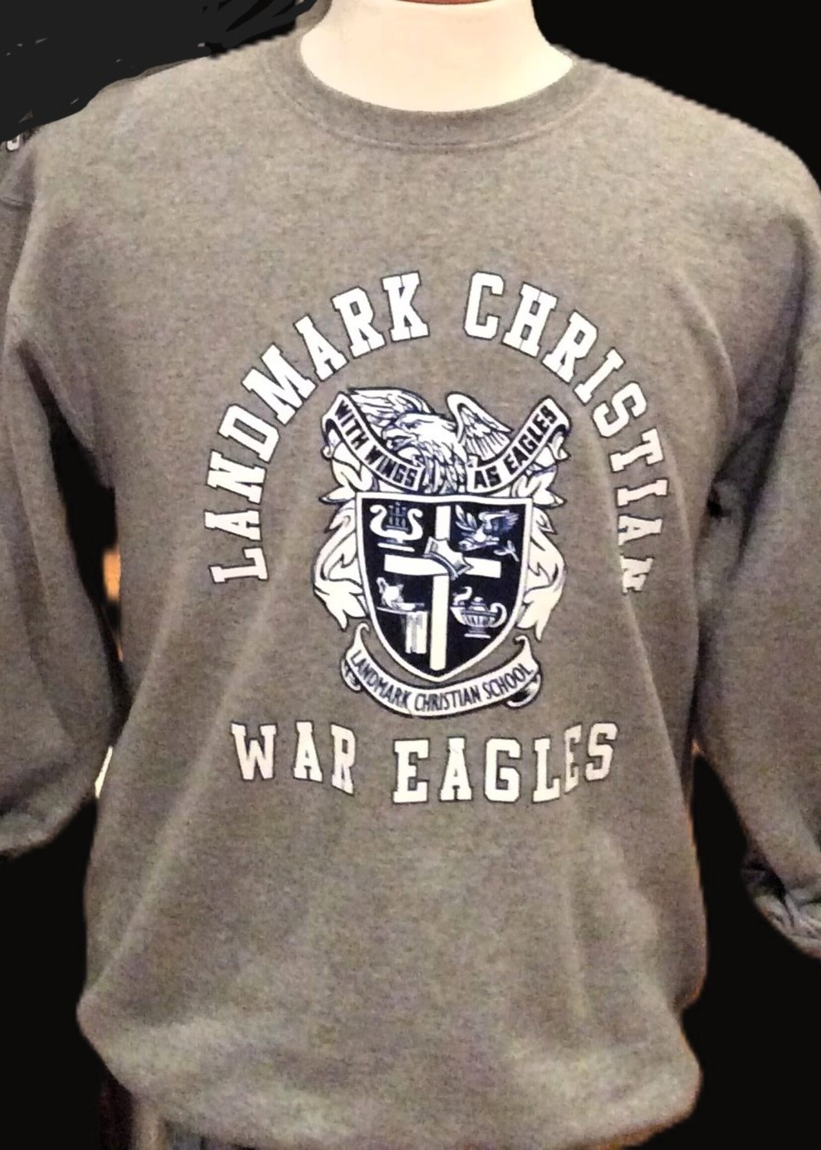 ADULT POWERBLEND FLEECE CREW BY CHAMPION OFFERED IN HEATHER GREY