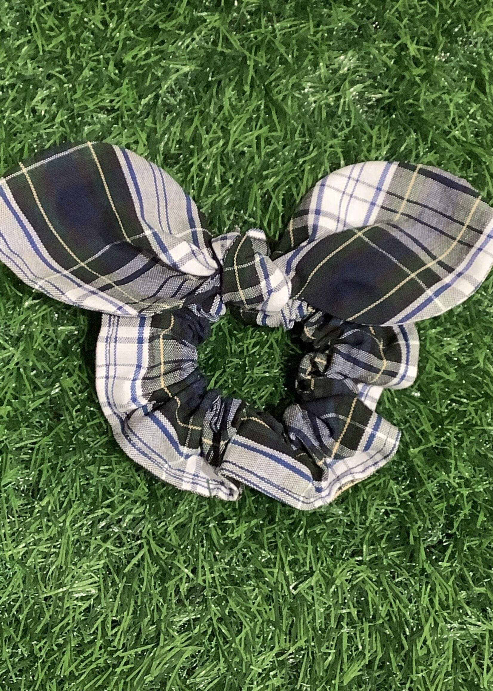 PLAID SCRUNCHIE WITH KNOTTED BOW