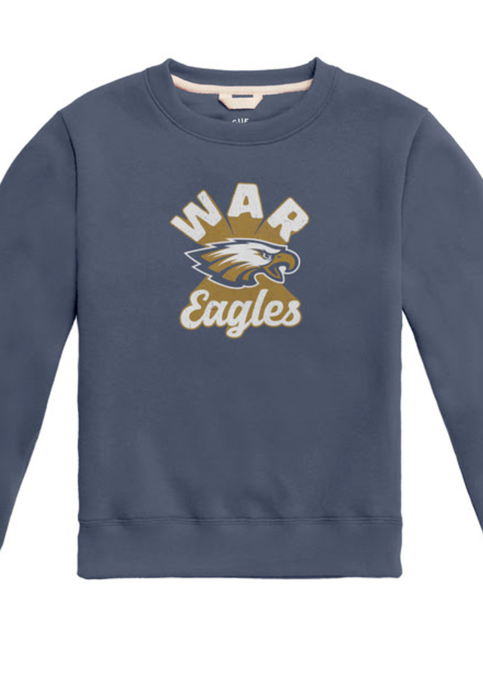 L2 ESSENTIAL FLEECE YOUTH CREW IN DENIM WITH SCREEN PRINT