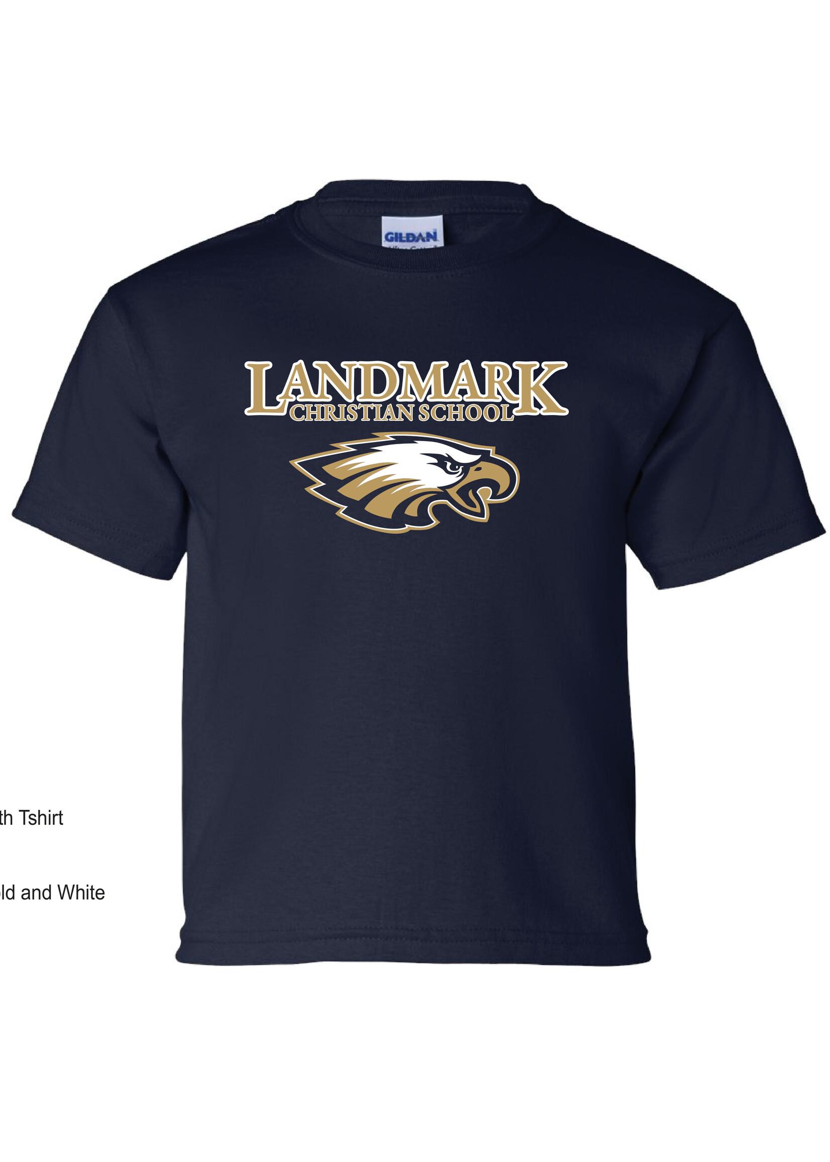 YOUTH NAVY SOFTTEK  BLEND TEE WITH VEGAS GOLD & WHITE SCREEN PRINT