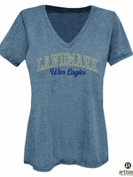 LADIES TRI BLEND V-NECK IN HEATHER GREY WITH PUFF SCREEN PRINT