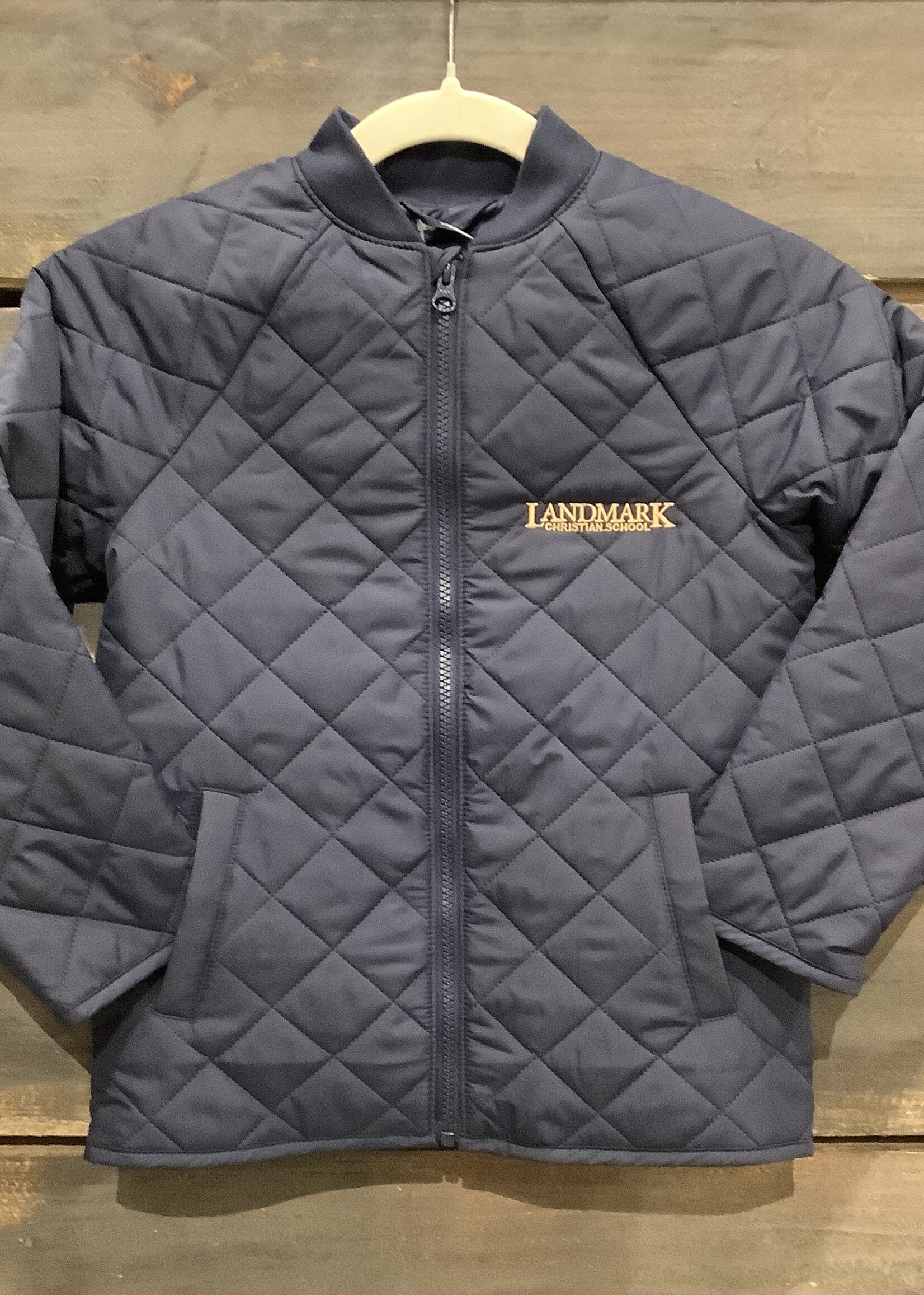 YOUTH NAVY PUFFER JACKET WITH EMBROIDERY LEFT CHEST