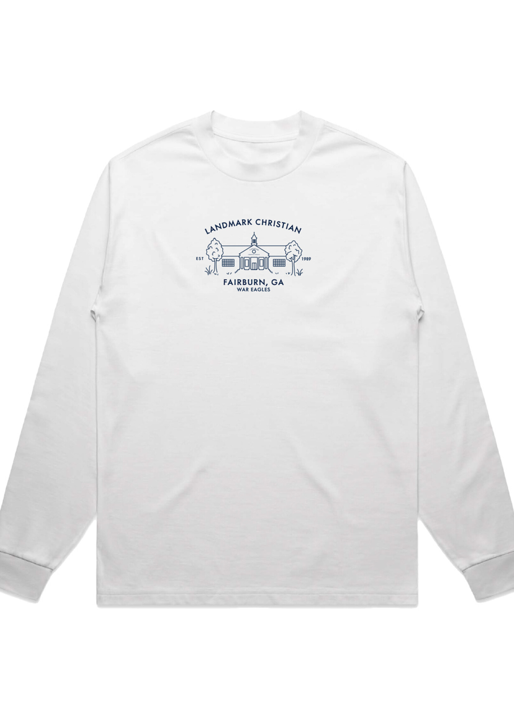 HEAVY WEIGHT LUX WHITE COTTON L/S TEE WITH EMBROIDERY FRONT