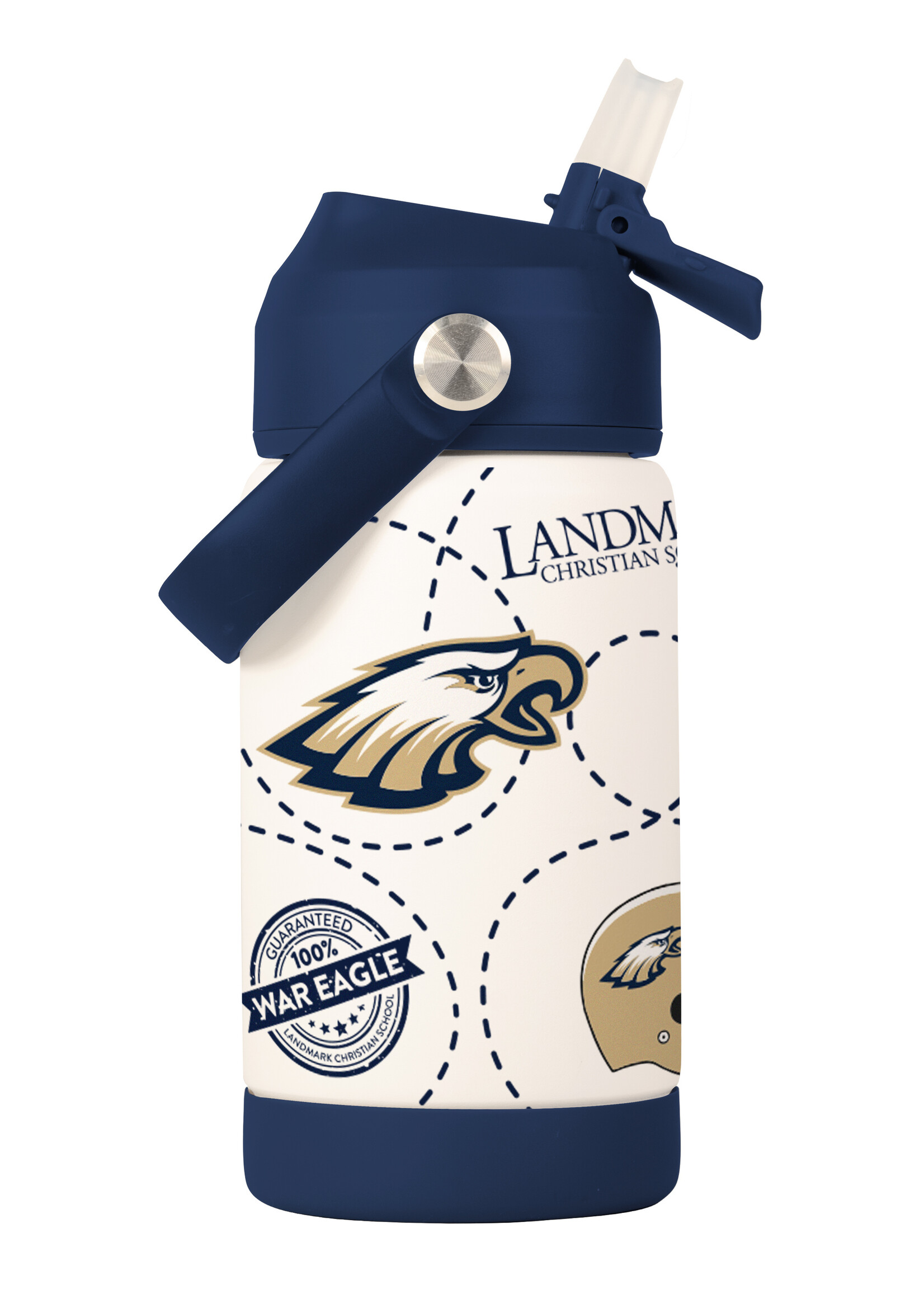 LOGO BRAND 12 OZ WATER BOTTLE WITH ALL OVER DESIGN