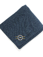 SHERPA BACKED HEATHERED BLANKET WITH EMBROIDERY LOGO