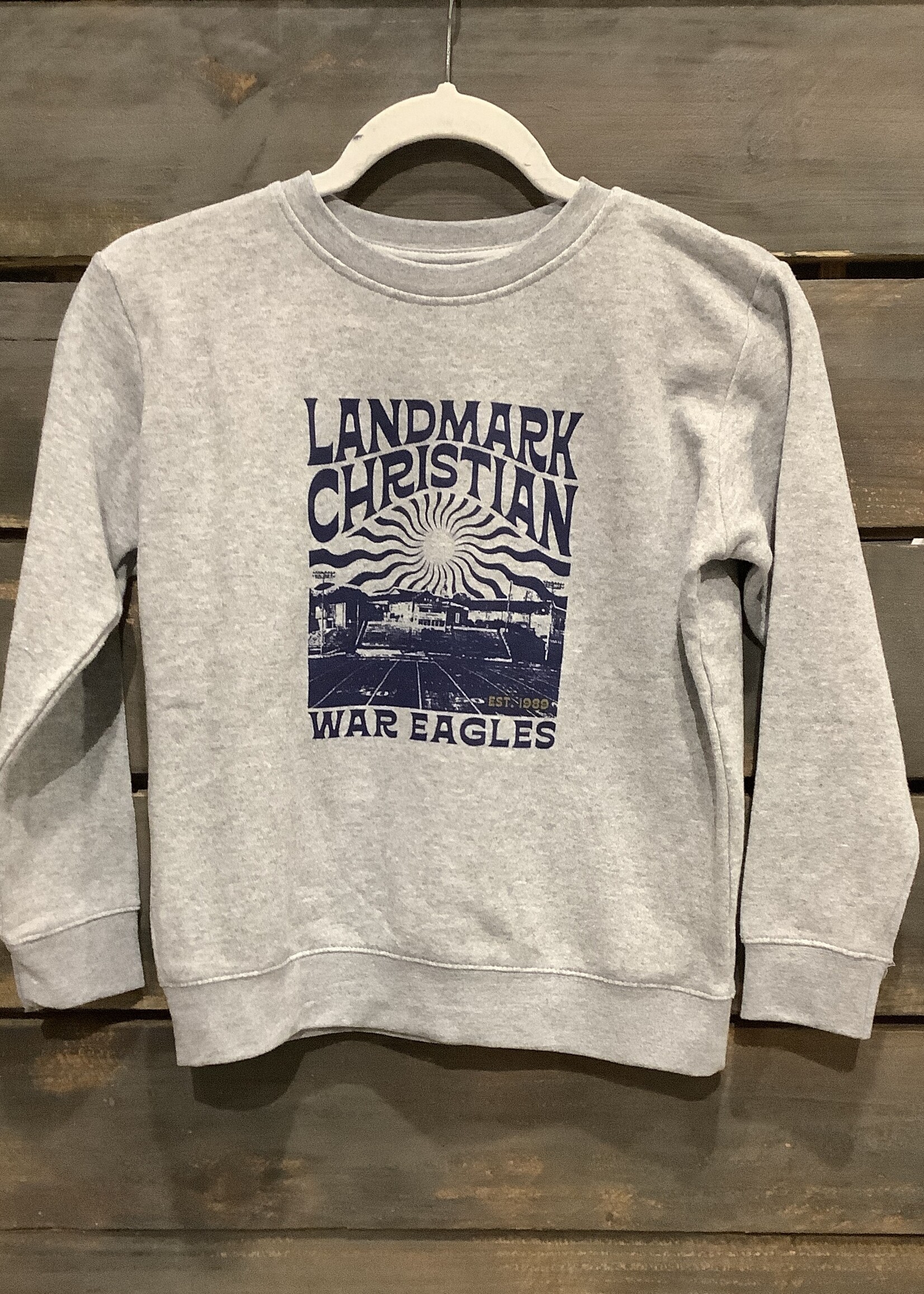 YOUTH GREY CREW WITH STADIUM SCREEN PRINT